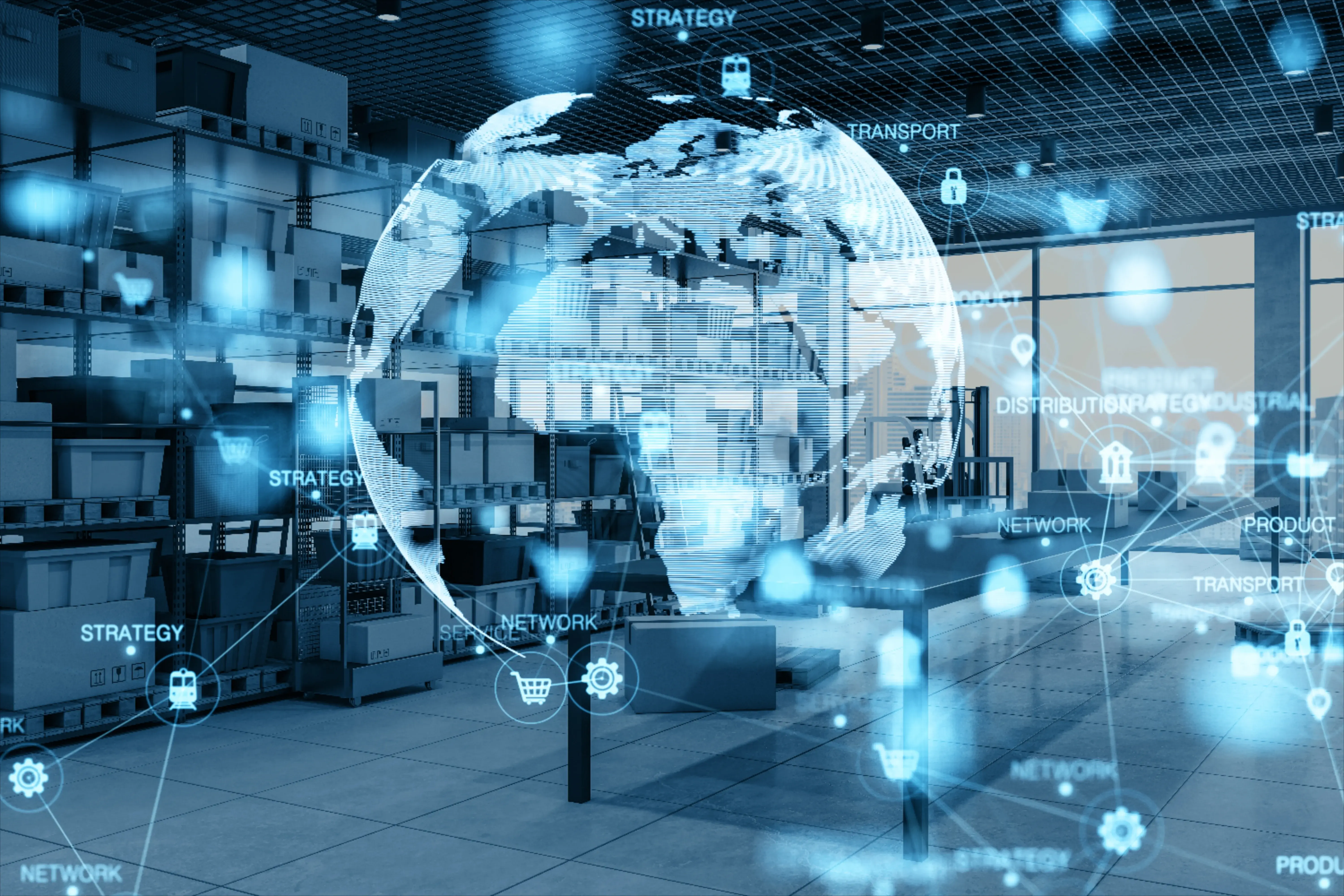 IIoT na logística e indústria conectada com sensores e dados em tempo real em ambiente de armazém inteligente