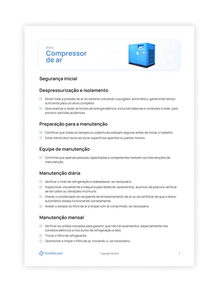 Checklist: Compressor de ar