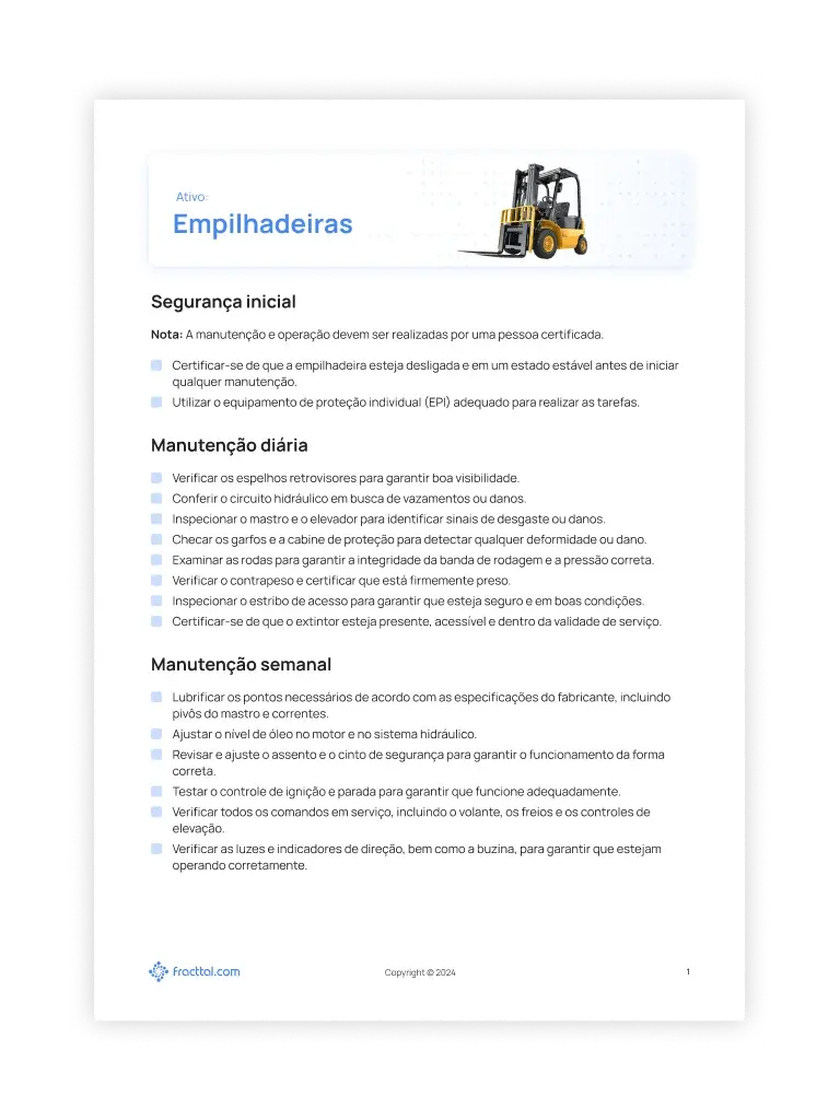 Checklist: Empilhadeiras