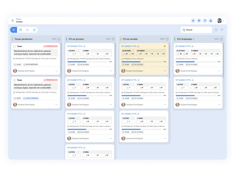 Fracttal One Kanban nueva versión