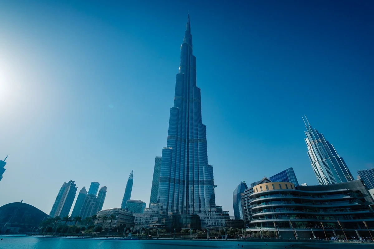 The Burj Khalifa seen from the ground