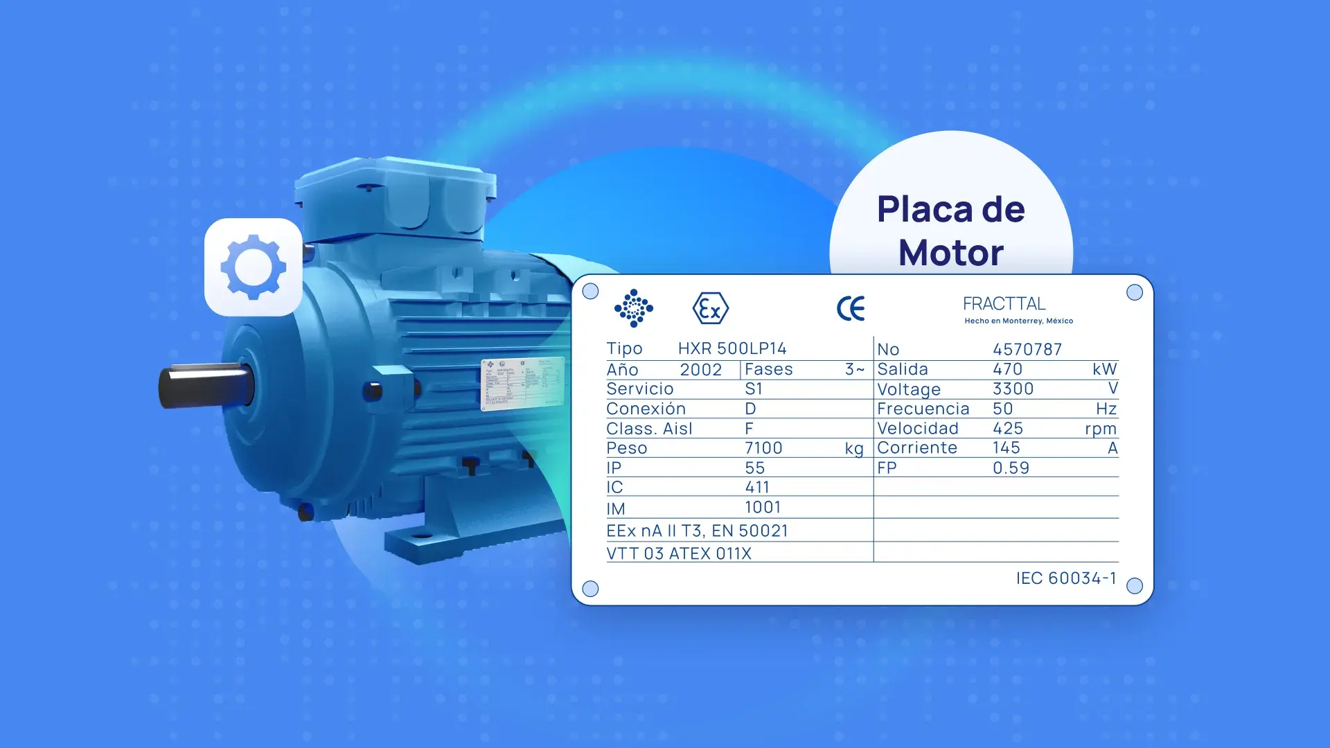 La placa de descripción de un motor eléctrico es de gran importancia para saber sus datos constructivos y sus parámetros de operación. Su lectura correcta es importante para las fases de instalación y su posterior mantenimiento.