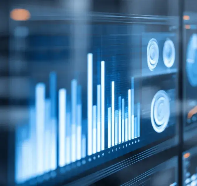 Painel de gráficos representando a análise de dados e apoio tecnológico para aplicação da Matriz GUT na gestão de manutenção.