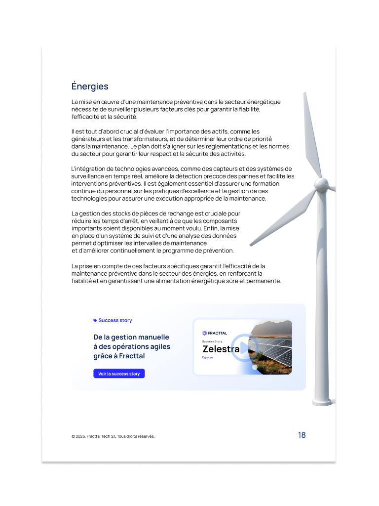 La maintenance préventive dans l'énergie renouvelable