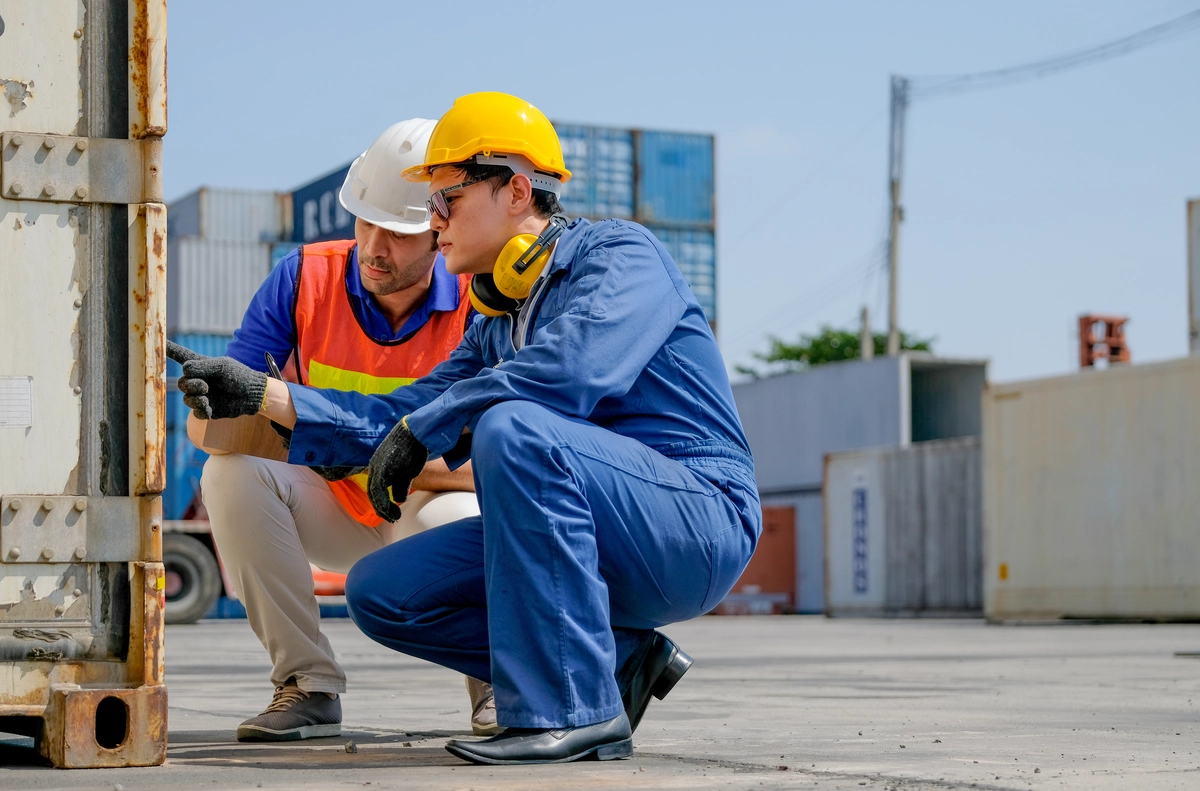 Técnico e engenheiro de manutenção em campo