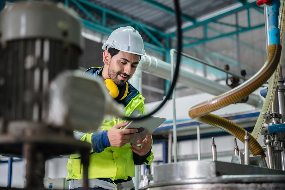 técnico engenheiro de manutenção realizando rotinas de manutenção preventiva e corretiva