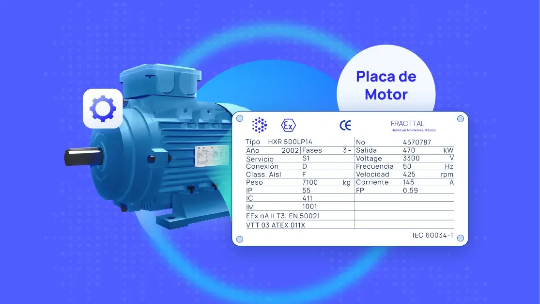 Placa de identificacion de un motor electrico